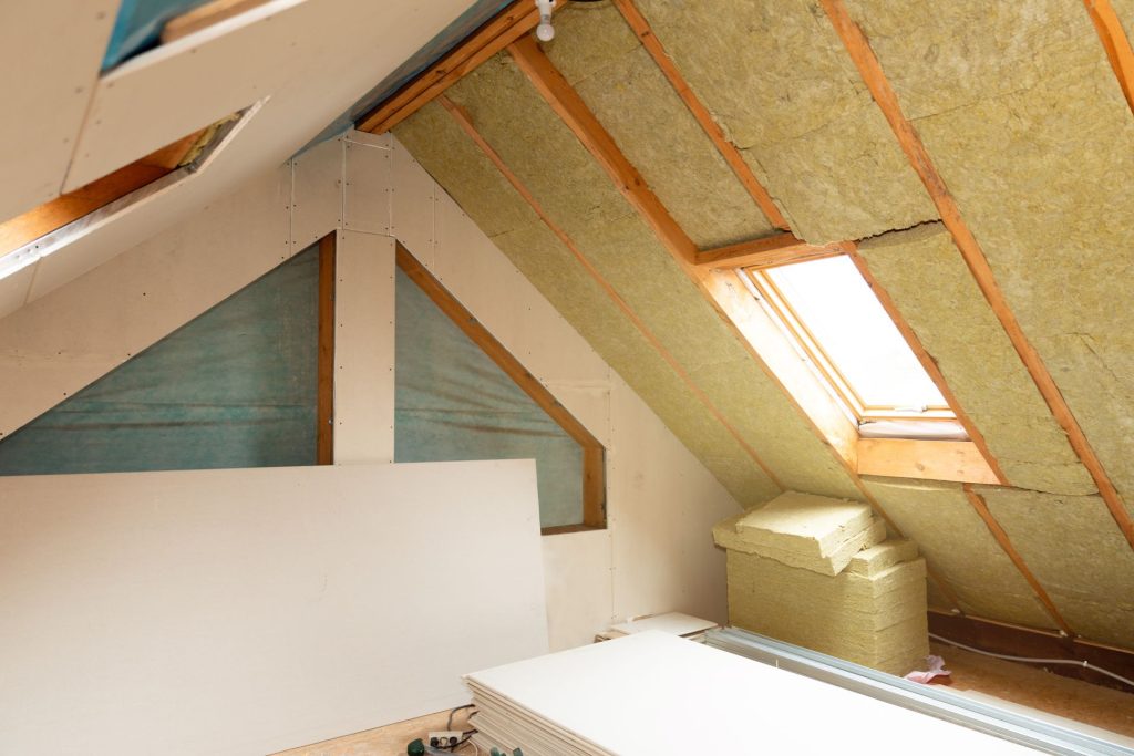 House with roof insulation