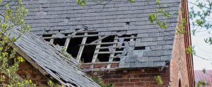 Broken roof on house in the uk