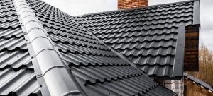 House with new metal roof tiles